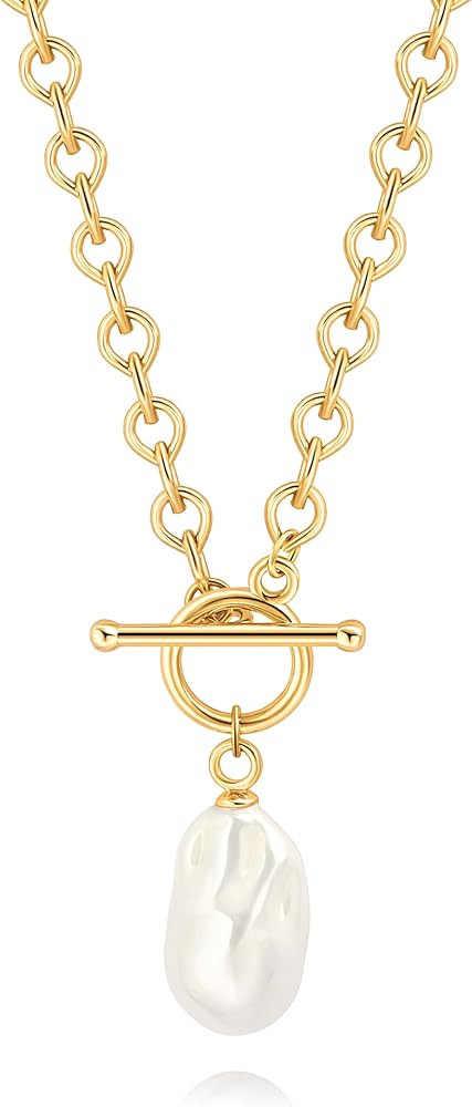 Dainty Cross Medallion/Heart Pendant Chain Necklace 18K Gold Plated Oval Choker Fashion OT Toggle... | Amazon (US)