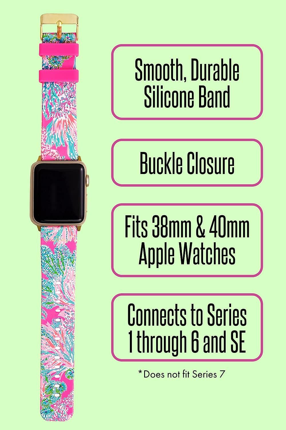 Lilly Pulitzer Silicone Watch Band Sized to Fit 38mm & 40mm Smartwatches, Compatible with Apple W... | Amazon (US)