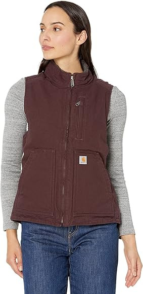 Carhartt Women's Relaxed Fit Washed Duck Sherpa-Lined Mock-Neck Vest | Amazon (US)