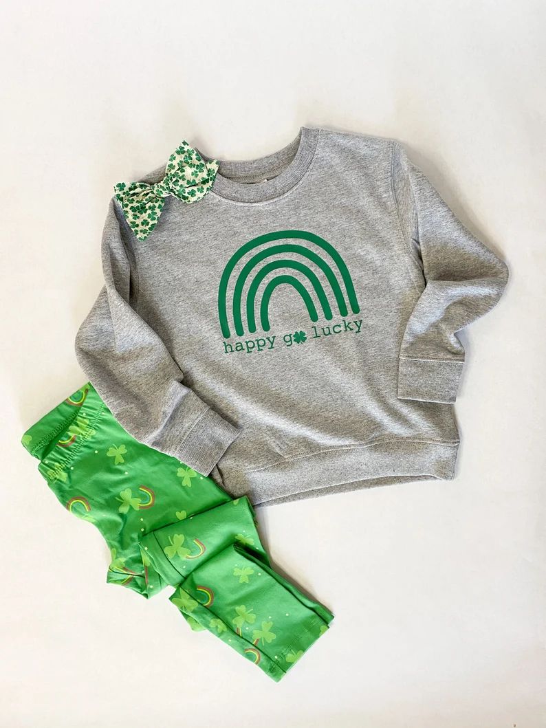St. Patrick's Day Kids Unisex Sweatshirt Rainbow Happy go Lucky|  green rainbow sweatshirts | Cre... | Etsy (US)