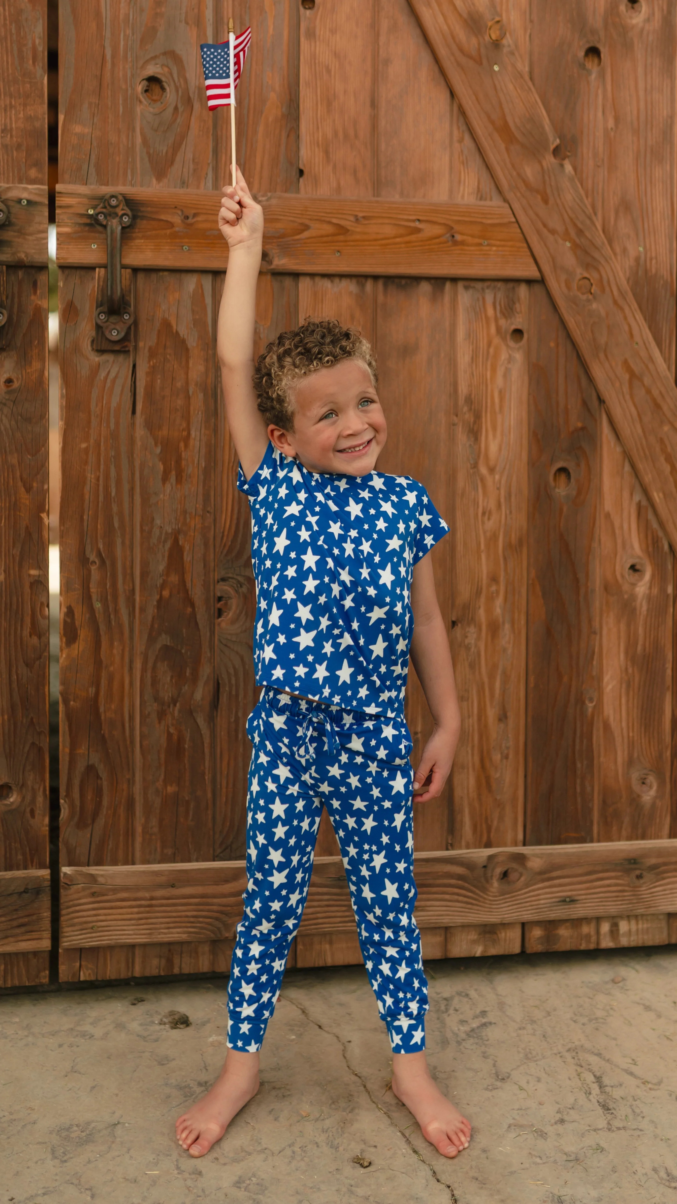 Youth Jogger Set In Blue Stars | Silks Design