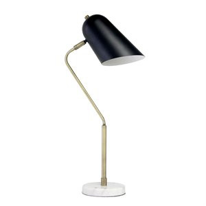 Lalia Home Metal Asymmetrical Desk Lamp in Antique Brass with Black Sshade | Homesquare