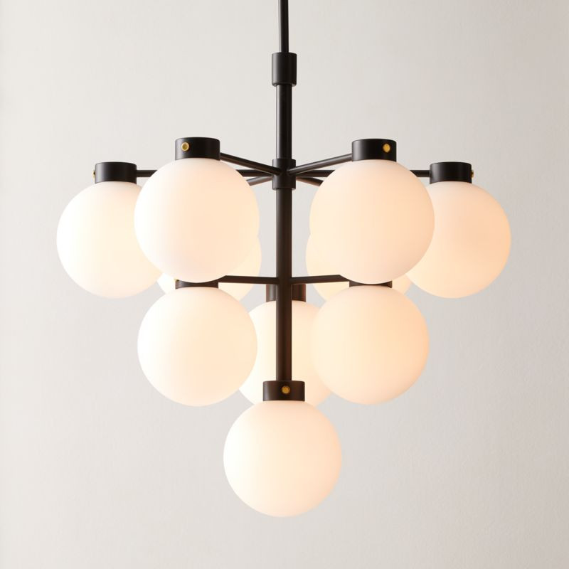 Marra Black Tiered Pendant Light with Milky Glass Shade | CB2 | CB2
