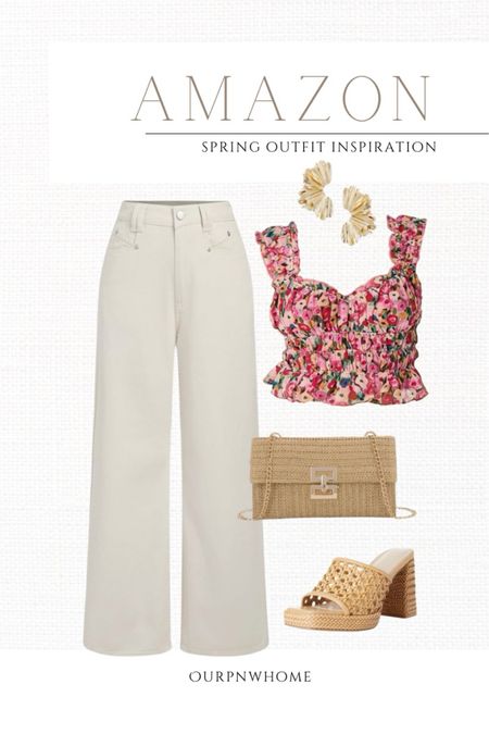 Spring outfit inspiration with finds from Amazon!

Floral top, spring blouse, pink blouse, spring fashion, summer fashion, rattan handbag, summer handbag, purse, crossbody bag, high heeled sandals, flared jeans, white jeans, white denim, trousers, spring date night look, summer date night outfit

#LTKFindsUnder100 #LTKStyleTip #LTKShoeCrush