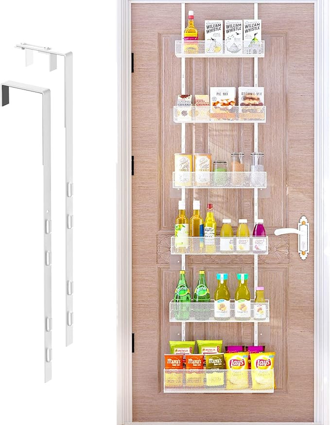Over the Door Pantry Organizer - 6-Tier Mesh Basket Hanging & Wall Mounted Pantry Door Organizer,... | Amazon (US)