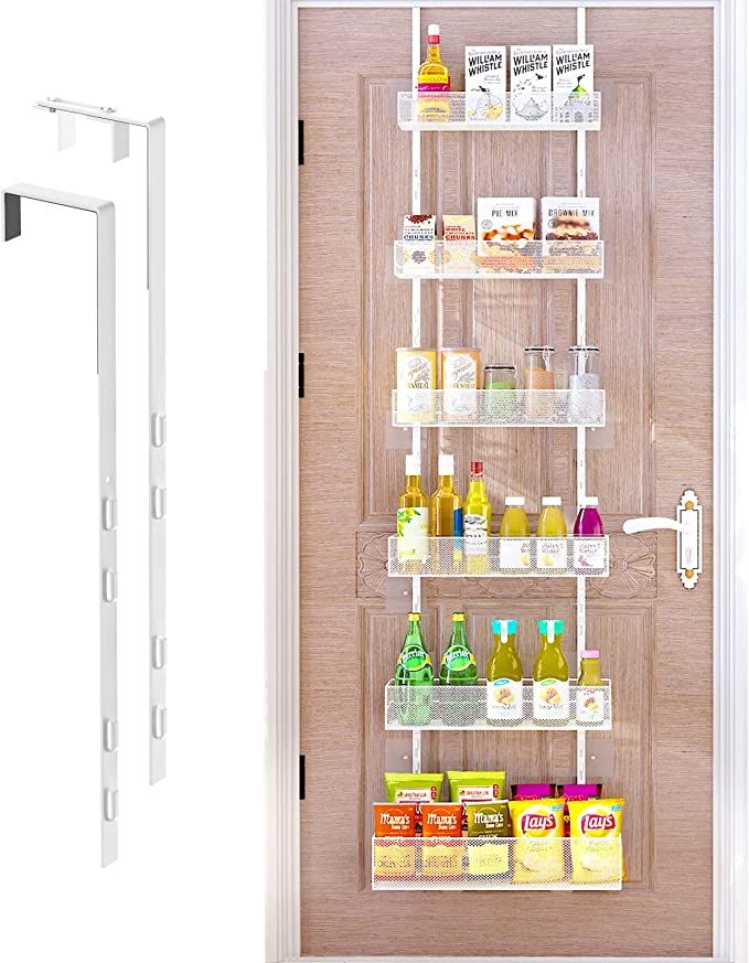 Over the Door Pantry Organizer - 6-Tier Mesh Basket Hanging & Wall Mounted Pantry Door Organizer,... | Amazon (US)