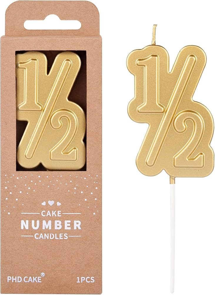 PHD CAKE 2.76 Inch Large 1/2 Gold Number Birthday Candles, Number Candles, Cake Number Candles, P... | Amazon (US)