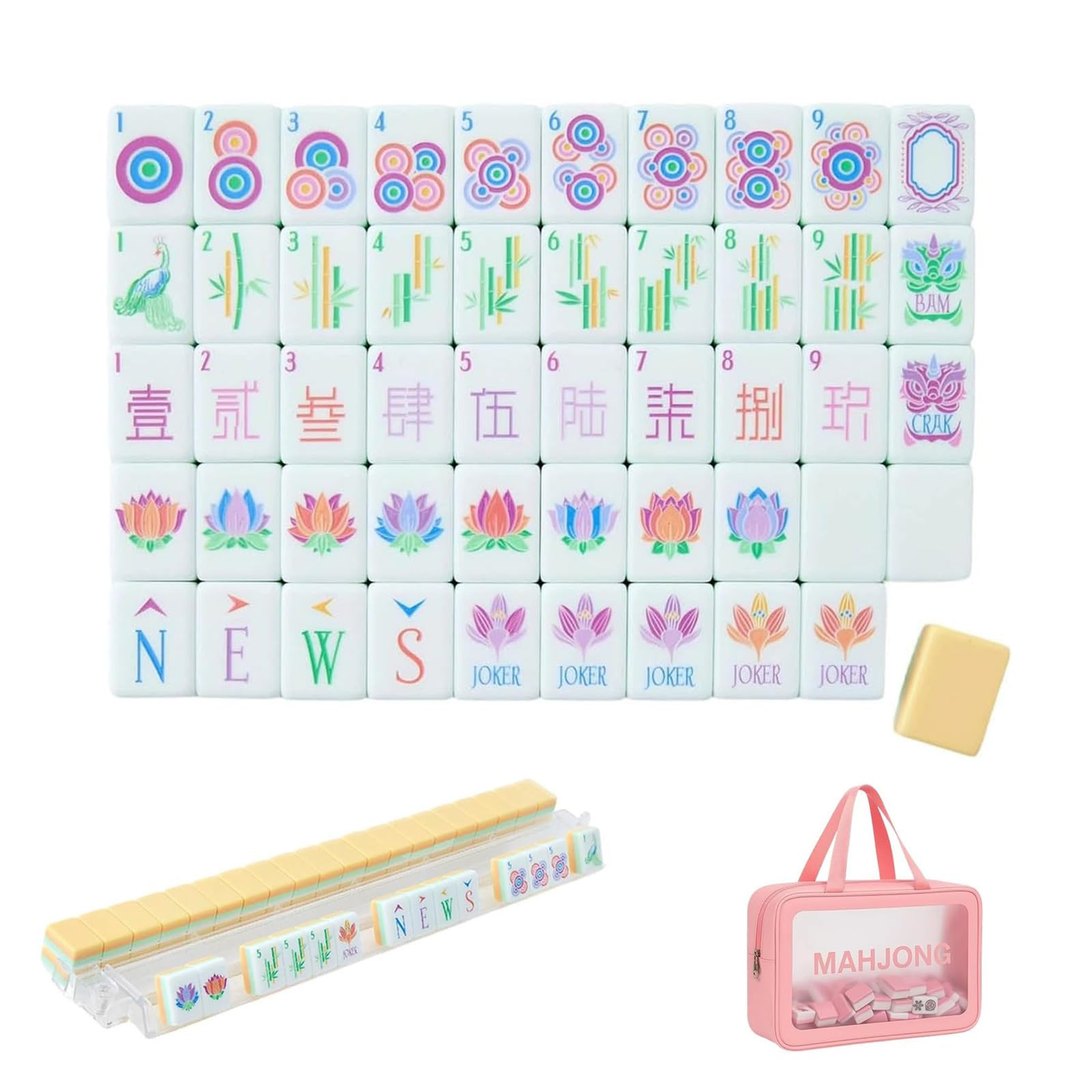 Amazon.com: Mcsargrd 4 Layer Mahjong Tiles, 2026 NEW 160 Acrylic American 4 Layer Mahjong Tile Set with Clear Engraving with Exquisite Carrying Bag for Home, Travel & Game Nights (Yellow) : Toys & Games | Amazon (US)
