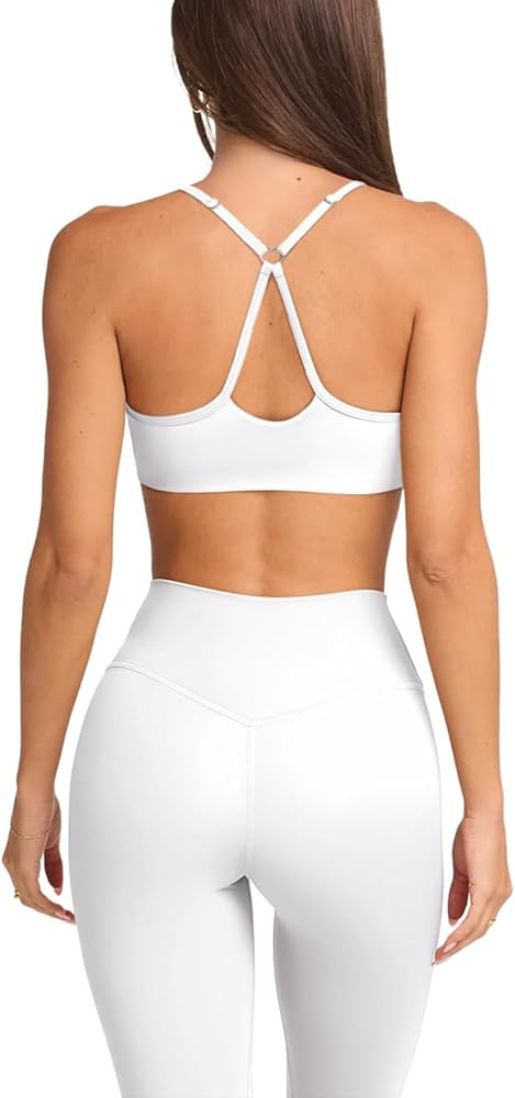 LASLULU Womens Adjustable Spaghetti Straps Sports Bra Sweetheart Neck Wireless Padded Workout Yog... | Amazon (US)