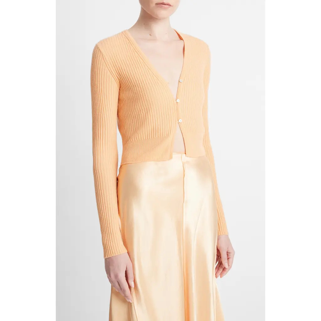 Vince Shrunken Cashmere & Silk Cardigan in Cantaloupe at Nordstrom Rack, Size Small | Nordstrom Rack