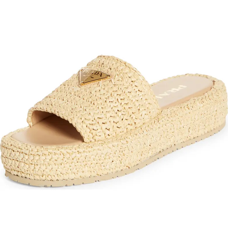 Raffia Flatform Slide Sandal (Women) | Nordstrom