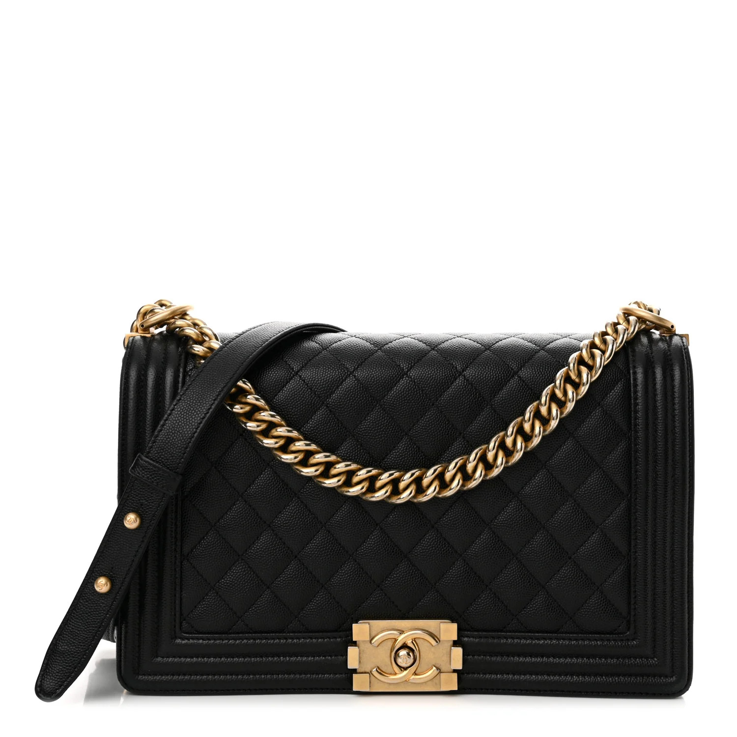 Caviar Quilted New Medium Boy Flap Black | FASHIONPHILE (US)