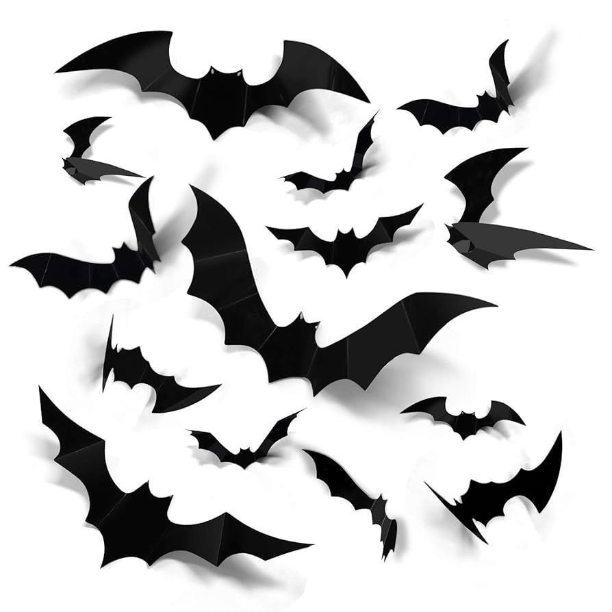 Coogam Halloween 3D Bats Decoration, 60PCS 4 Sizes Realistic PVC Scary Bats Window Decal Wall Sti... | Amazon (US)