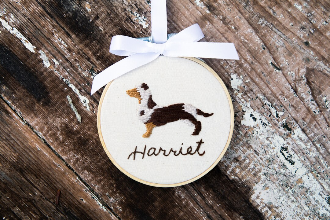Pet Silhouette Ornament Personalized Embroidery Hoop Christmas Ornament Pet Owner Gift for Holida... | Etsy (US)