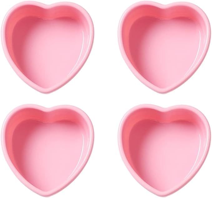 REKIDOOL Silicone Muffin Pans Cupcake Set,4 Inches Hearts Shaped Silicone Baking Pans Molds Nonst... | Amazon (US)