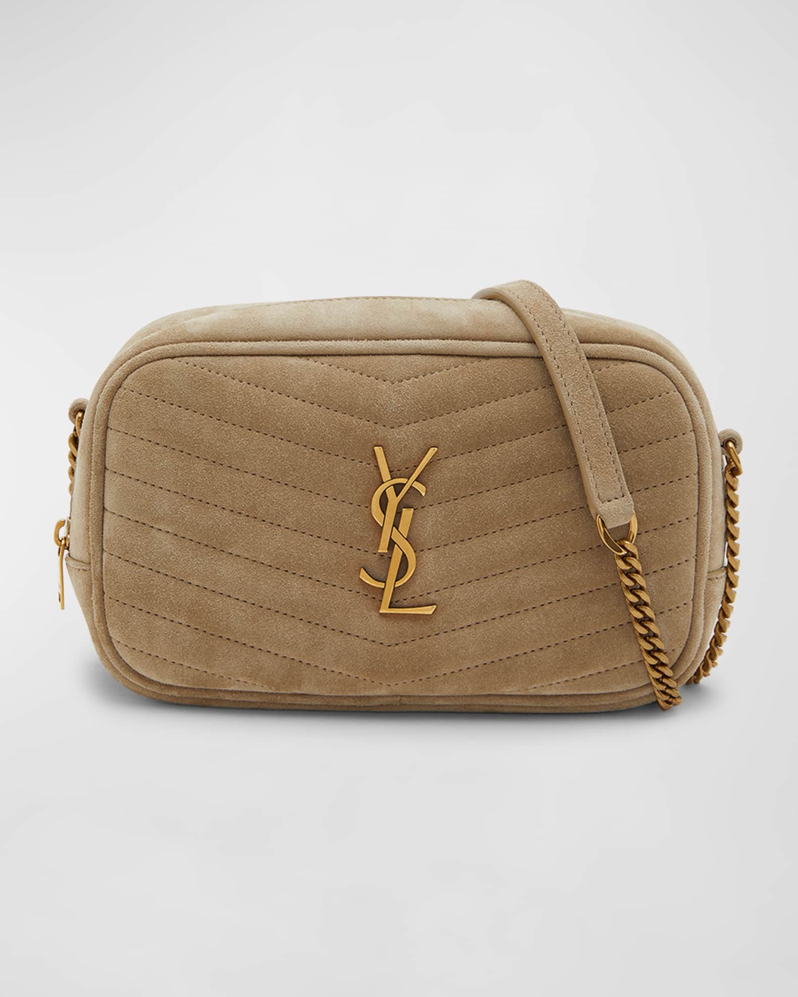 Lou Mini YSL Camera Bag in Quilted Suede | Neiman Marcus