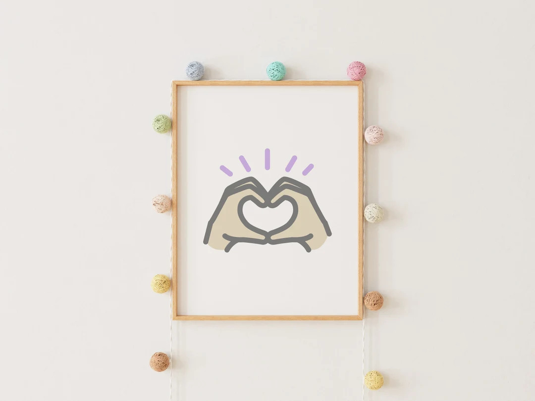 Heart Hands Sign Print: Boho Nursery Wall Art (digital Download) - Etsy | Etsy (US)