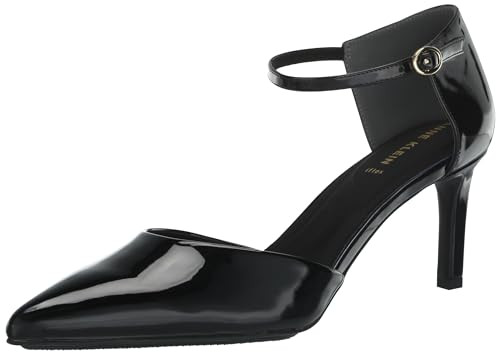 Anne Klein Women's Rook Buckle Kitten Heel, Black Patent, 9.5 M | Amazon (US)