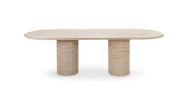 Colonna Fluted Oval Travertine Dining Table | Manhattan Home Design
