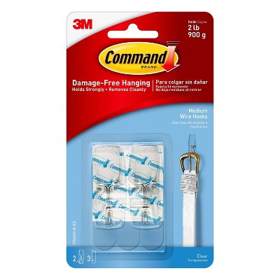 Command Medium Sized Wire Toggle Decorative Hook Clear: Adhesive Hooks, 2 Pack, 2 lb Capacity, Plastic, 2.169" Height | Target