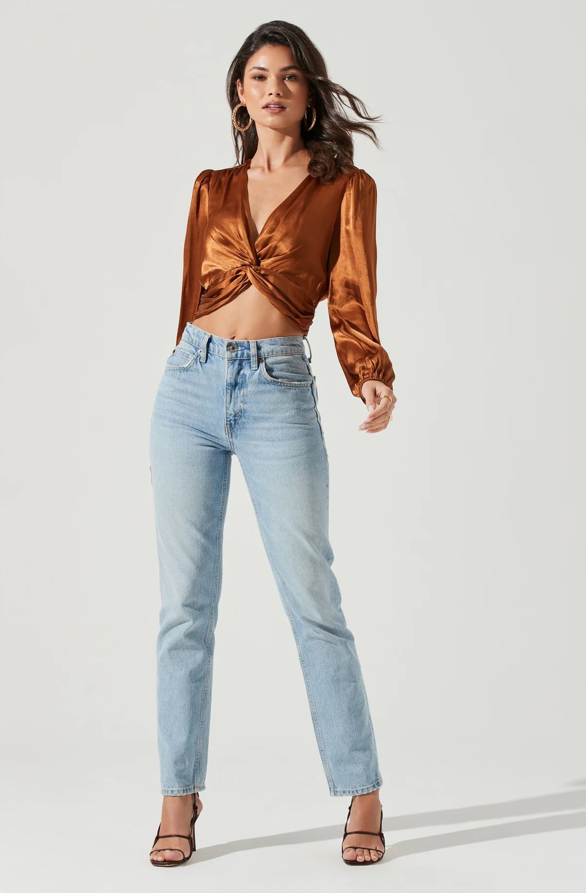 Nix Twist Front Long Sleeve Top - Copper / M | ASTR The Label (US)