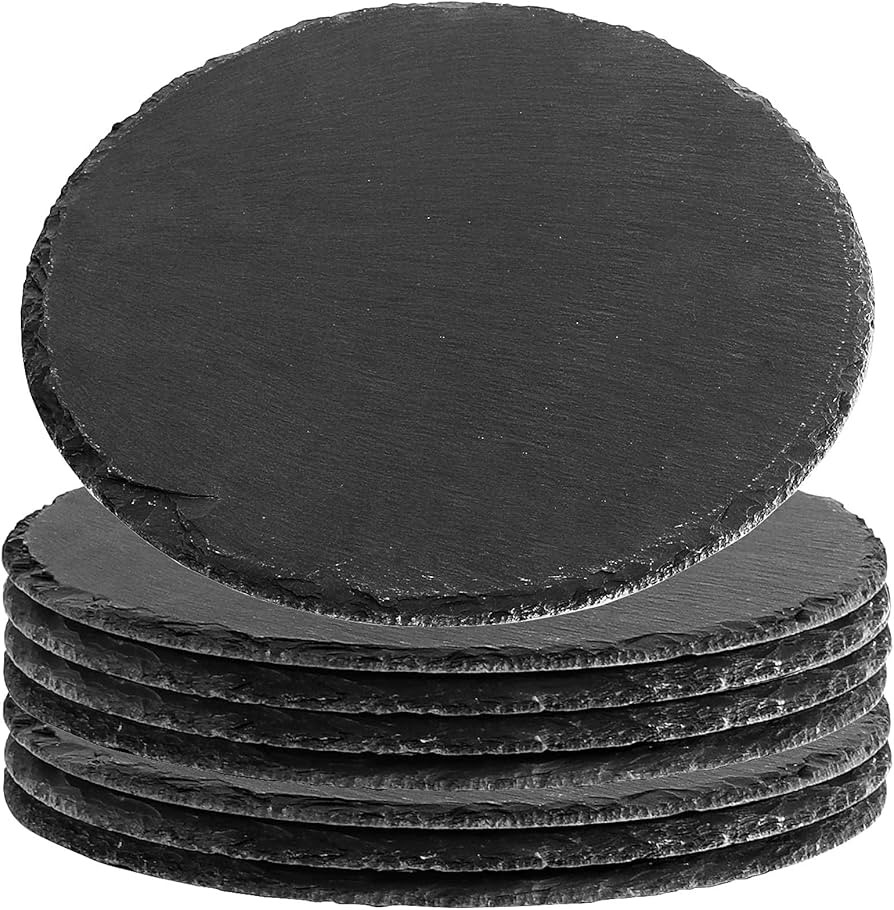 FUNSUEI 8 Pack 8 Inch Black Slate Cheese Board, Charcuterie Boards Stone Slate for Meat, Fruit, B... | Amazon (US)