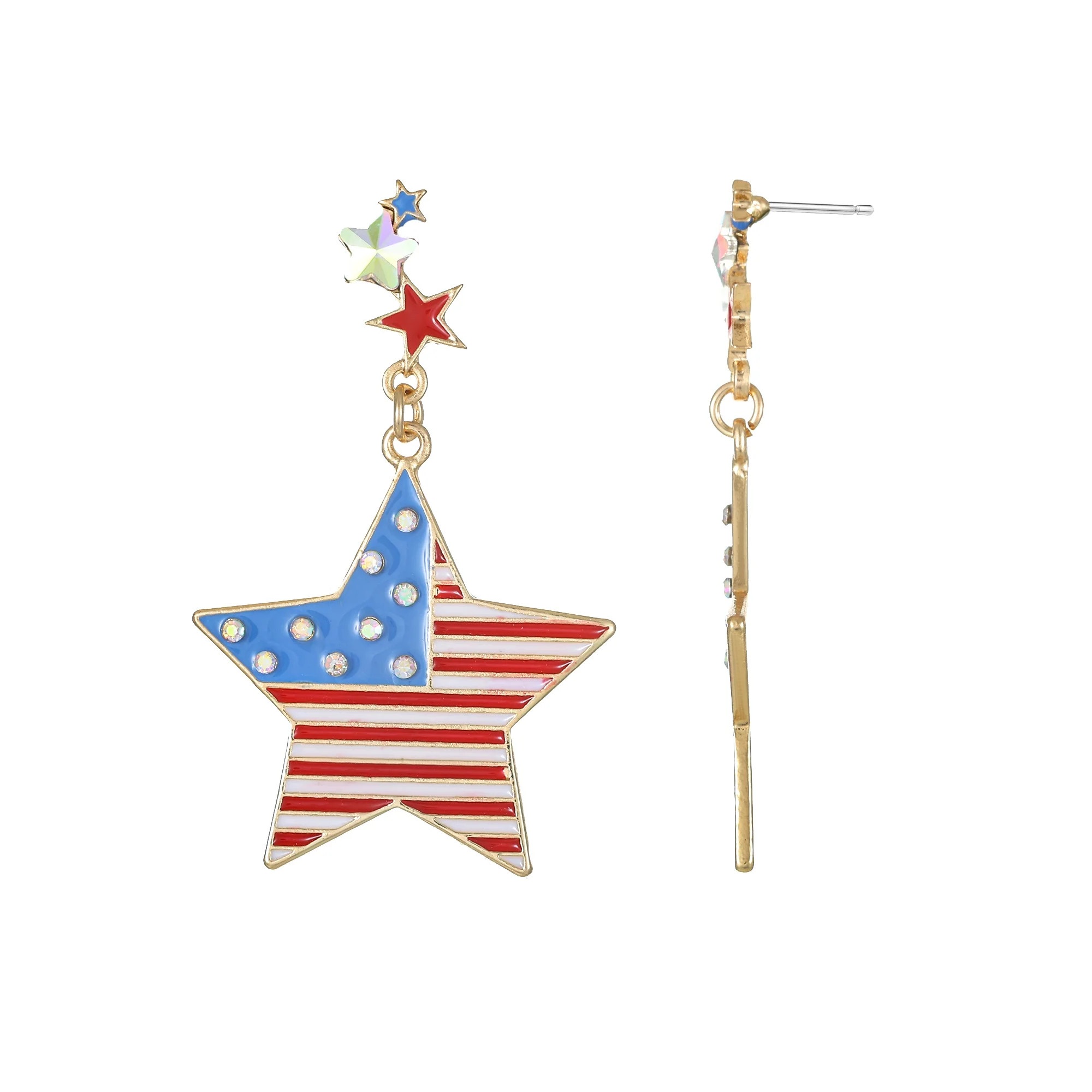 Way to Celebrate Americana Patriotic Star Drop Earrings - Walmart.com | Walmart (US)