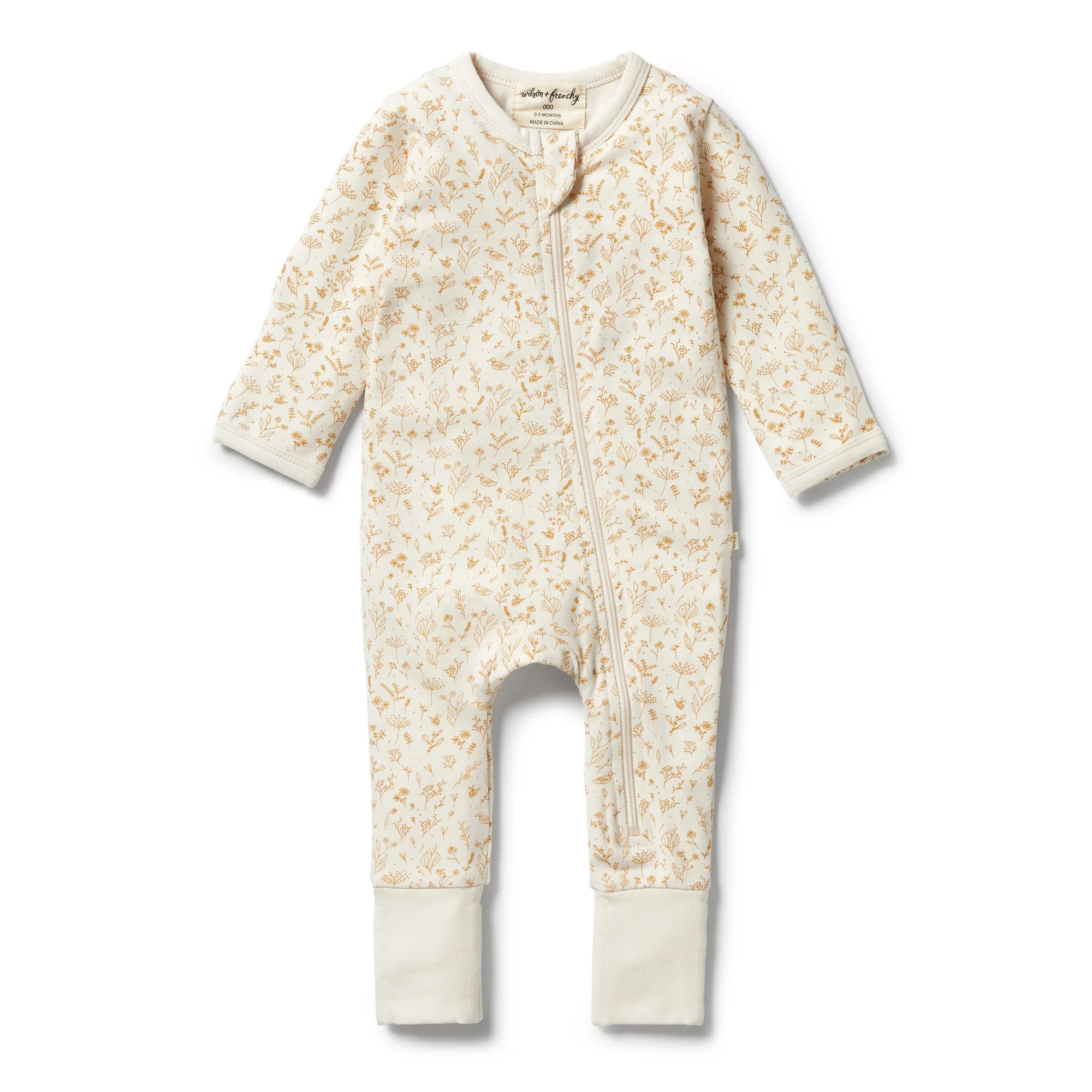 Organic Zipsuit with Feet, Little Garden | SpearmintLOVE