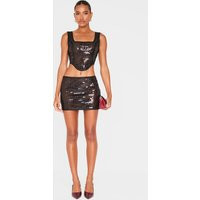 Black Chain Sequin Micro Mini Low Rise Skirt | PrettyLittleThing US