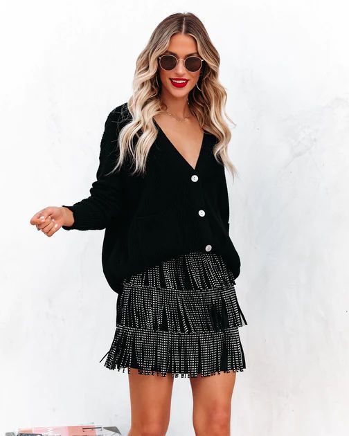 Zoie Studded Fringe Mini Skirt - Black | VICI Collection