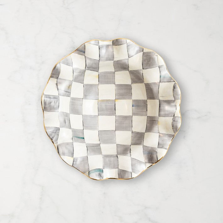 MacKenzie-Childs Sterling Check Ceramic Fluted Serving Bowl | Williams-Sonoma