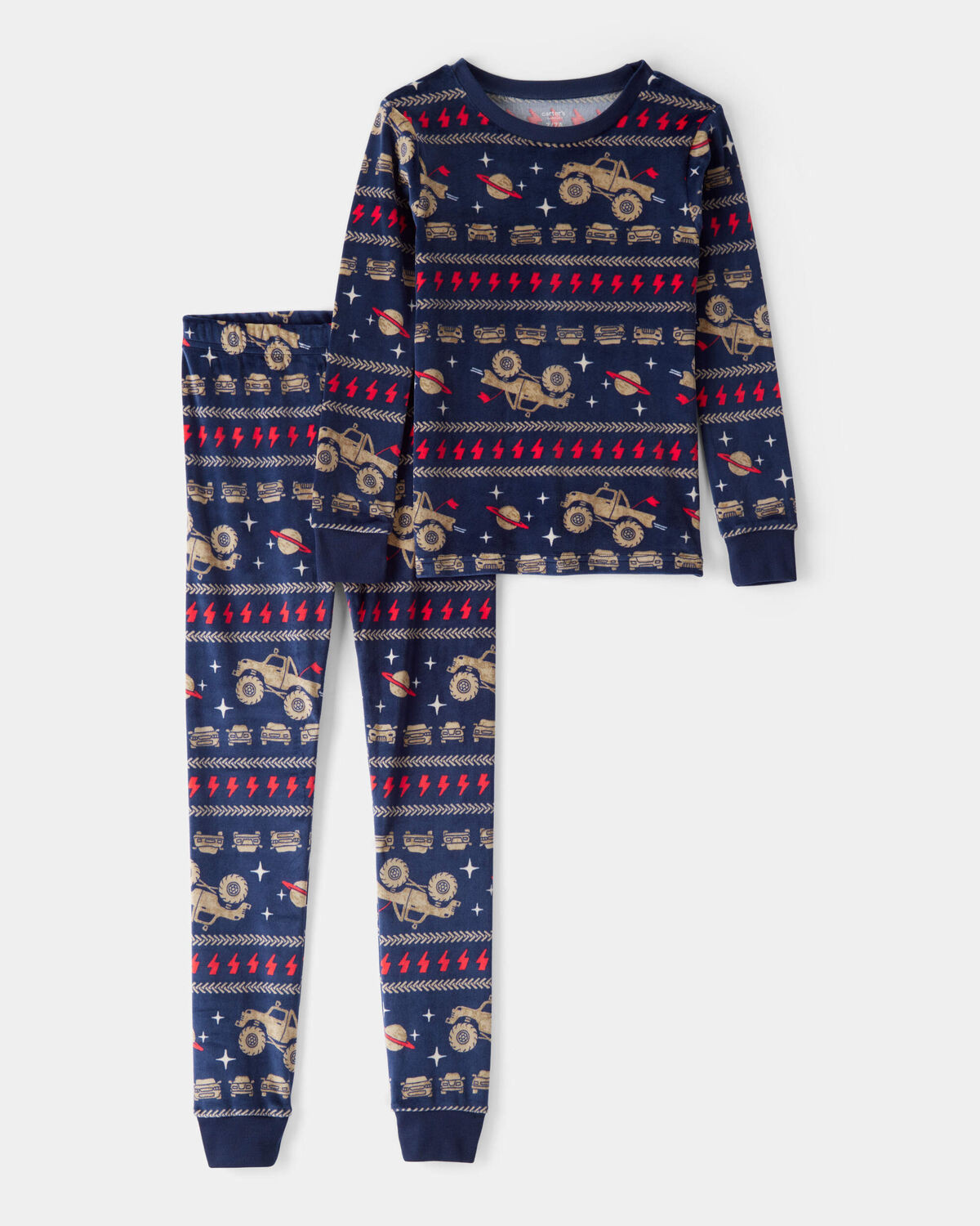 Boys Monster Truck DreamPlush Snug Fit 2-Piece Pajamas - Navy | Carter's Inc
