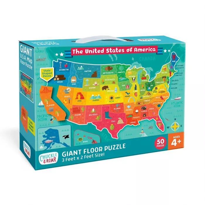 Chuckle & Roar Giant Floor Puzzle - US Map - 50pc | Target