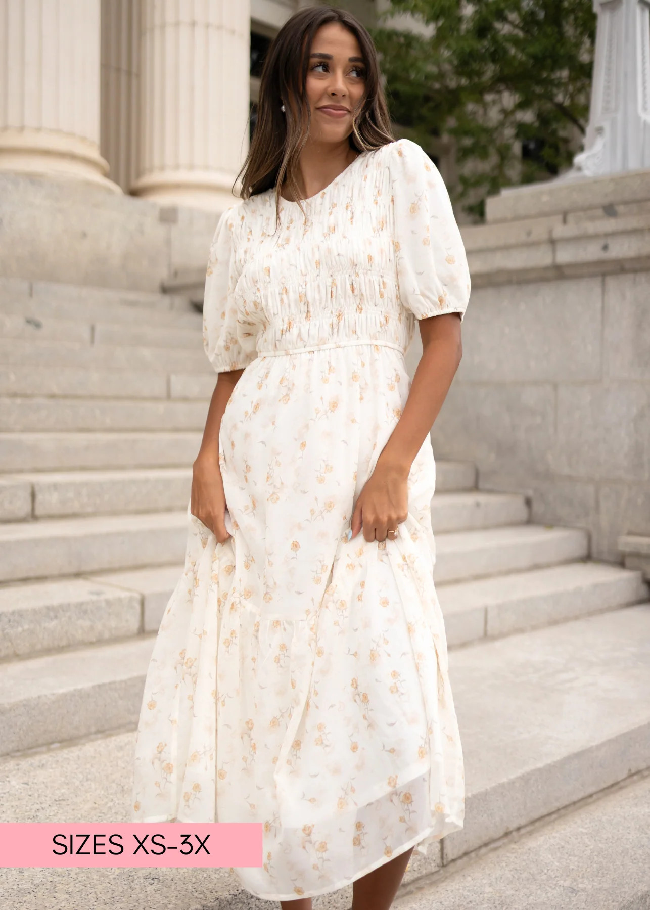 Cari Cream Floral Smocked Dress | My Sister's Closet Boutique