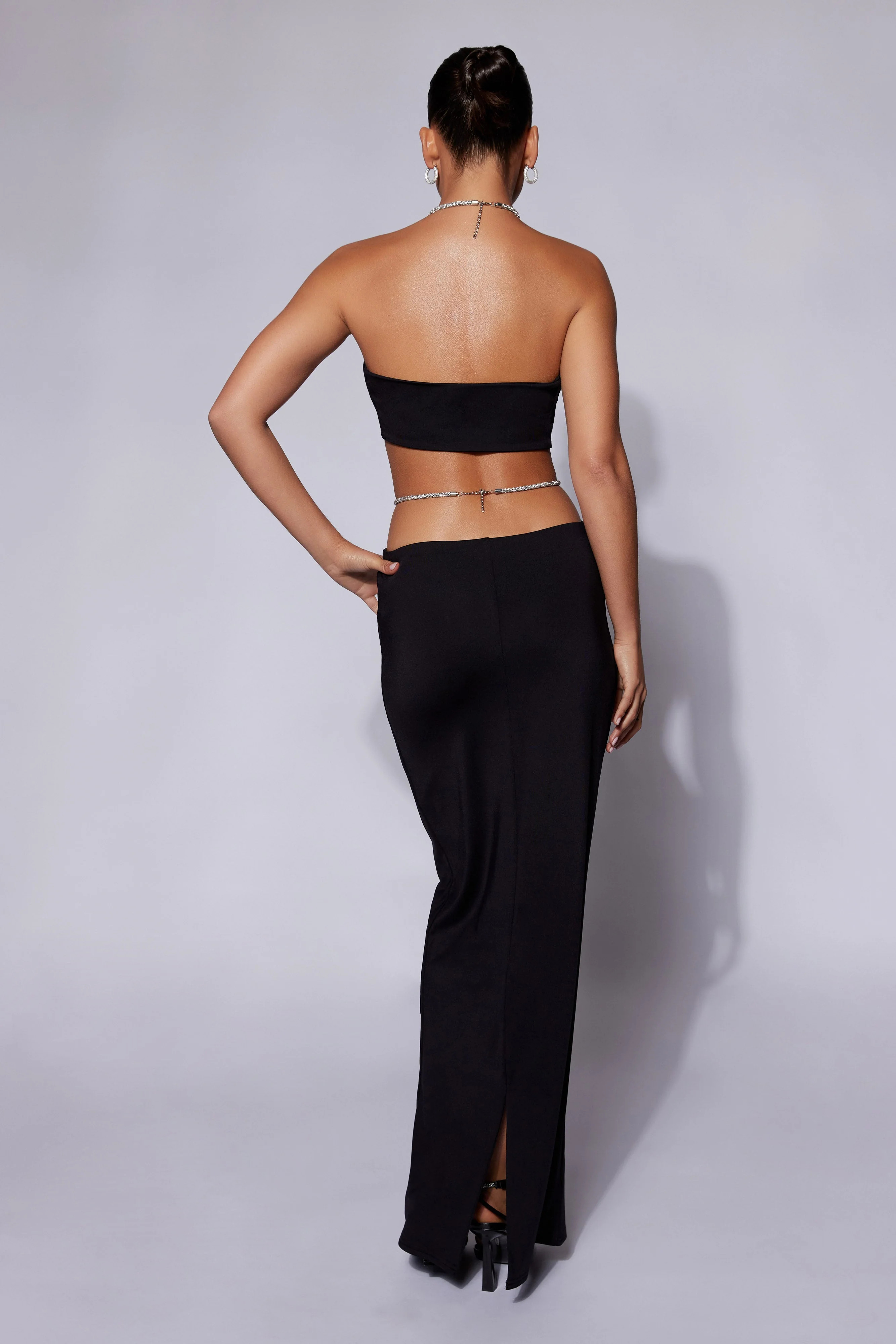 Ruby Diamante Rope Ruched Bandeau - Black | Meshki (APAC)