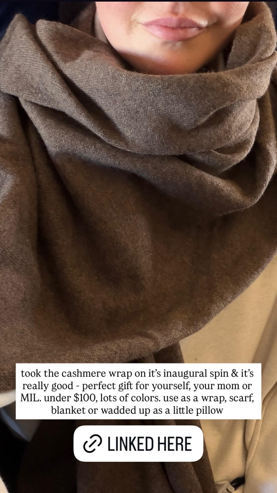 took the cashmere wrap on it’s inaugural spin & it’s really good - perfect gift for yourself, your mom or MIL. under $100, lots of colors. use as a wrap, scarf, blanket or wadded up as a little pillow

#LTKGiftGuide #LTKTravel #LTKHoliday