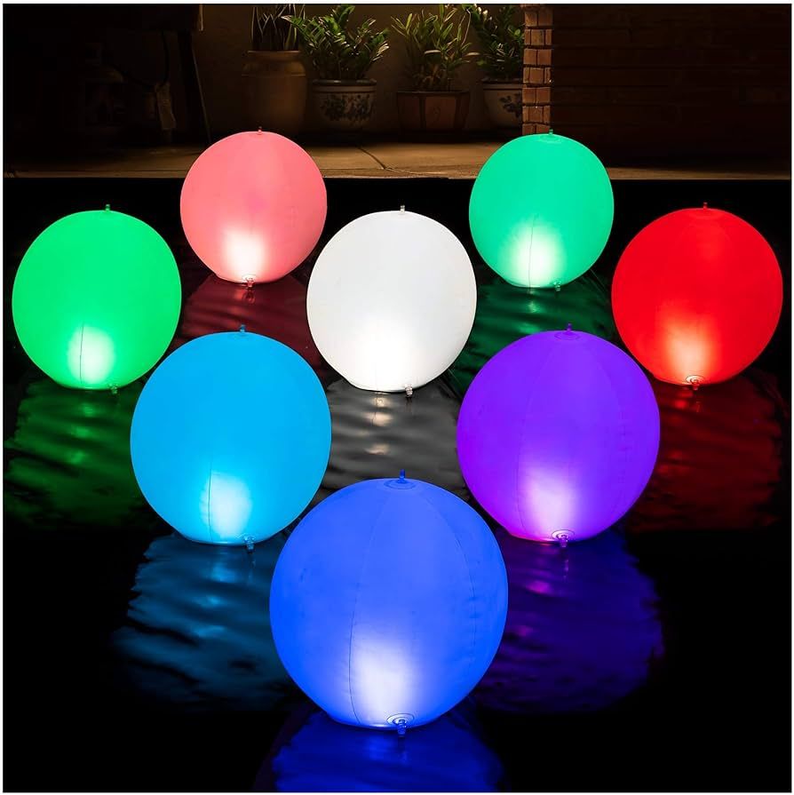 Solar Floating Pool Lights - Pack of 2 Solar Powered Color Changing 14-inch Balls - Float or Hang... | Amazon (US)