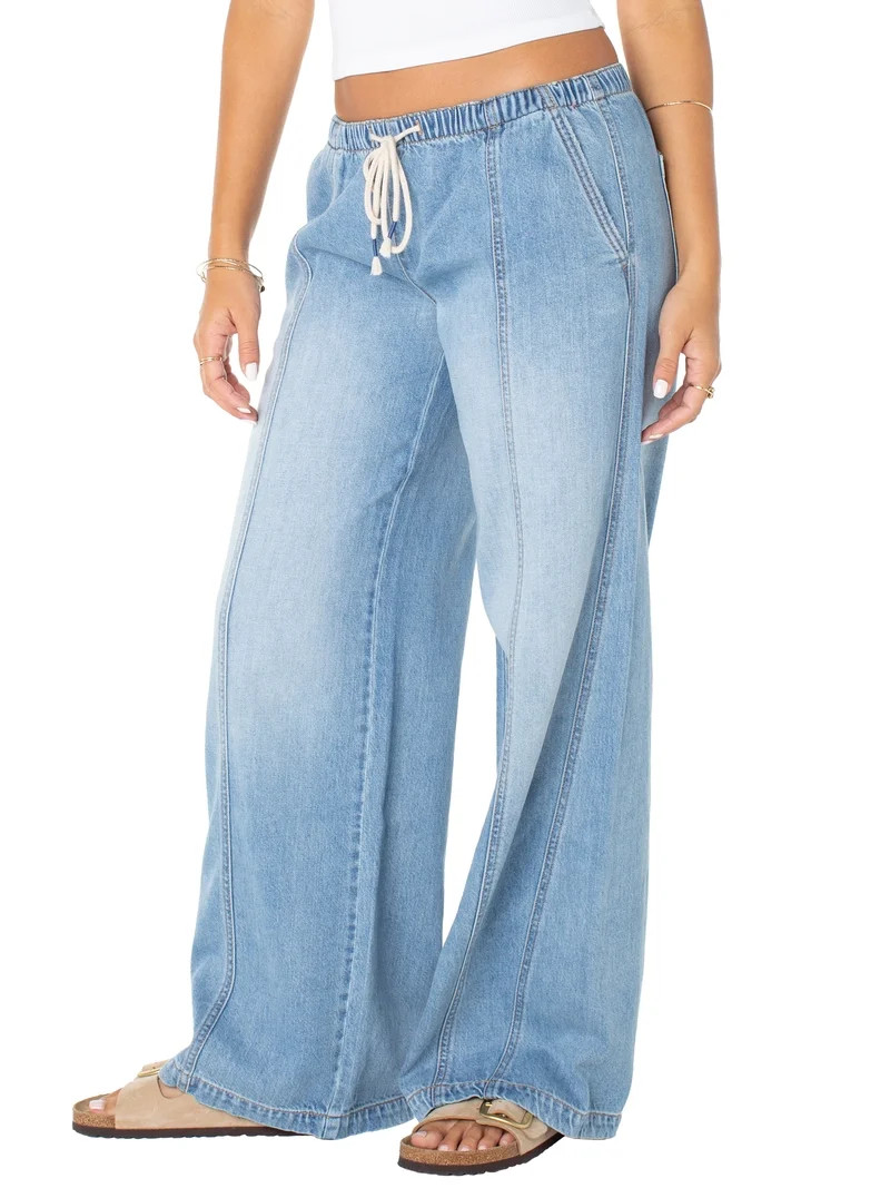 Celebrity Pink Women's and Women's Plus Drapey Wide Leg Jeans, Sizes XS-4X | Walmart (US)