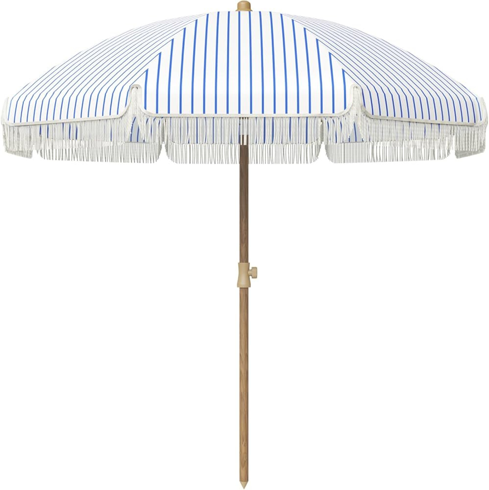 Aoxun 7ft Patio Umbrella with Fringe Outdoor UV 50+ Protection Picnic Umbrella with Steel Pole, R... | Amazon (US)