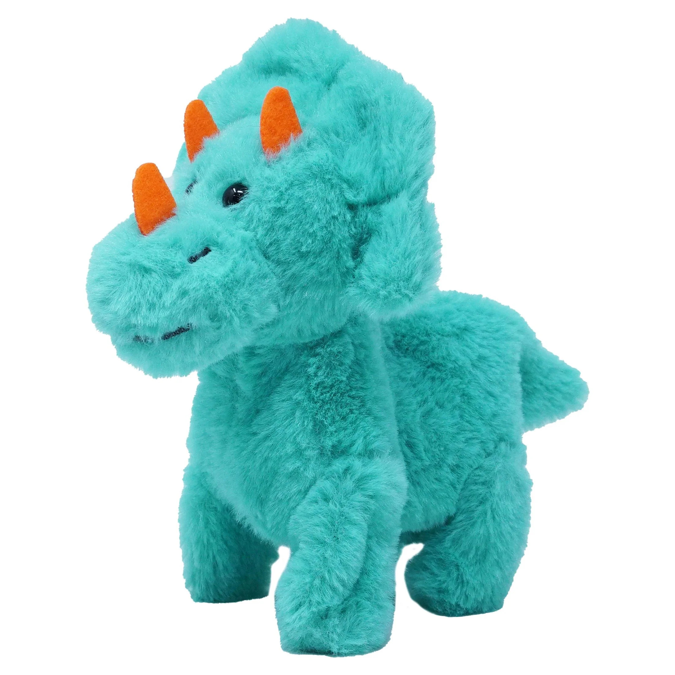 Kid Connection Miniature Electronic Walking Pet Teal Triceratops, 6in Height, Toddler Plush Toys | Walmart (US)