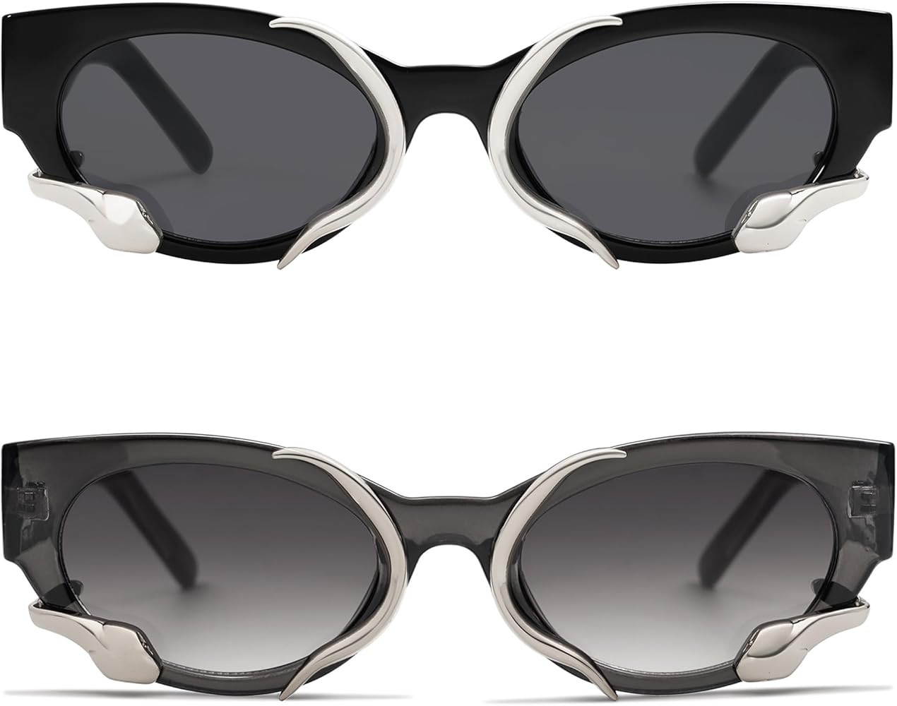 Trendy Sunglasses for Women Men Vintage Narrow Cateye Metal Snake Sunnie Y2k Accessories AP3621 | Amazon (US)