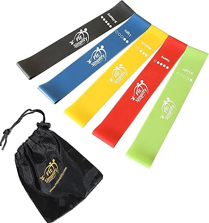 Fit Simplify Resistance Loop Exercise Bands with Instruction Guide and Carry Bag, Set of 5 | Amazon (US)