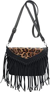 LUI SUI Women PU Leather Hobo Fringe Tassel Cross Body Bag Vintage Shoulder Handbag for Girls | Amazon (US)
