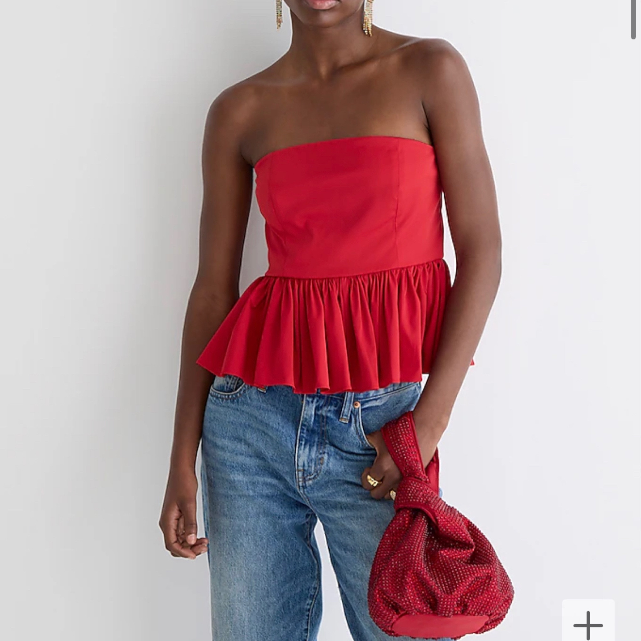 Holiday office party outfit red strapless top #holiday #party 

#LTKSeasonal #LTKSale #LTKFind