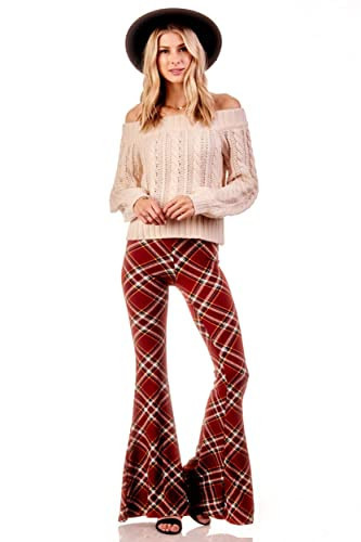 SWEETKIE Boho Flare Pants, Elastic Waist, Wide Leg Pants for Women, Solid & Printed, Stretchy and Soft (Rust, Large) | Amazon (US)