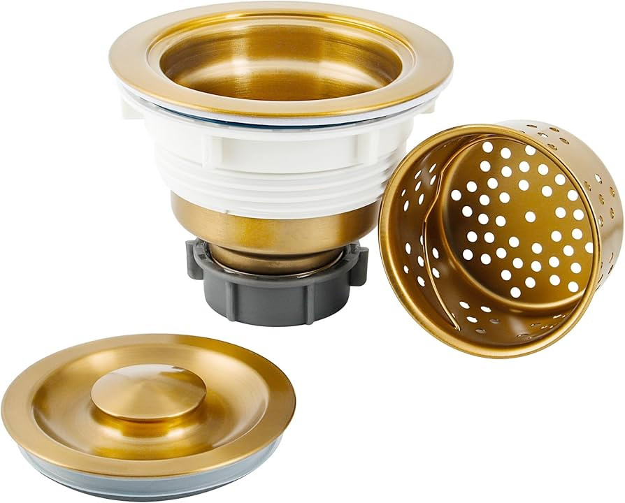 Kitchen Sink Drain Strainer Assembly, Sink Drain 304 Stainless Steel with Removable Deep Waste Ba... | Amazon (US)