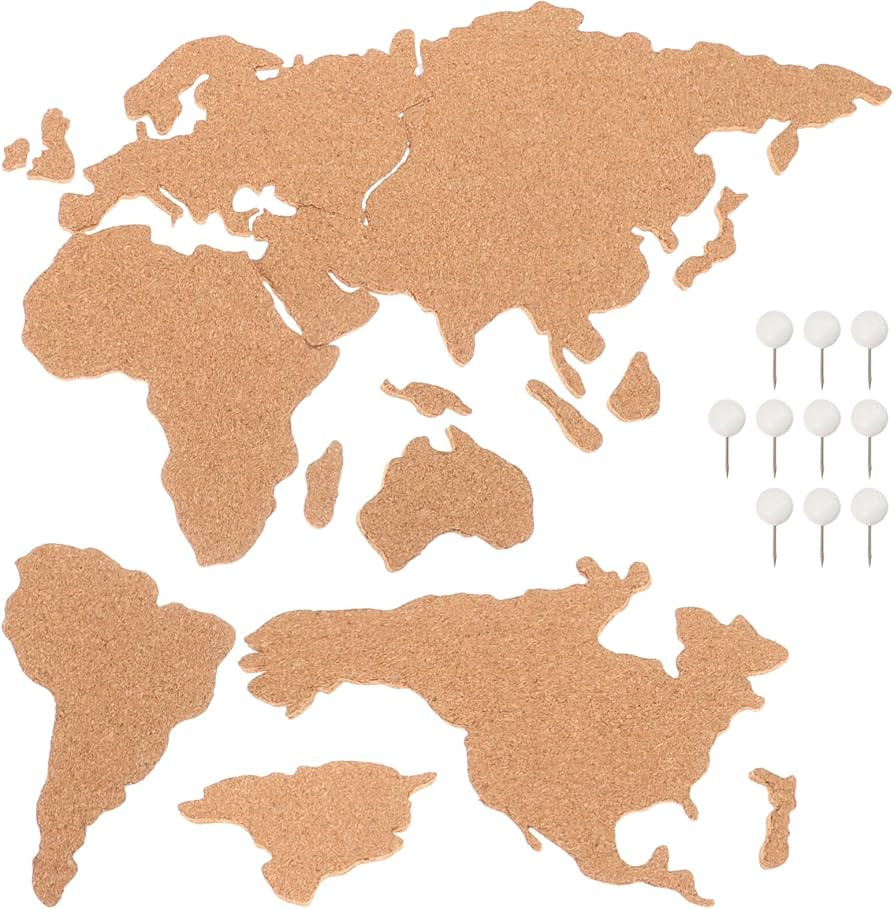 Veemoon Home Decor 1 Set World Map Wooden Board Khaki Cork Board Photo Board Vintage Decor | Amazon (US)