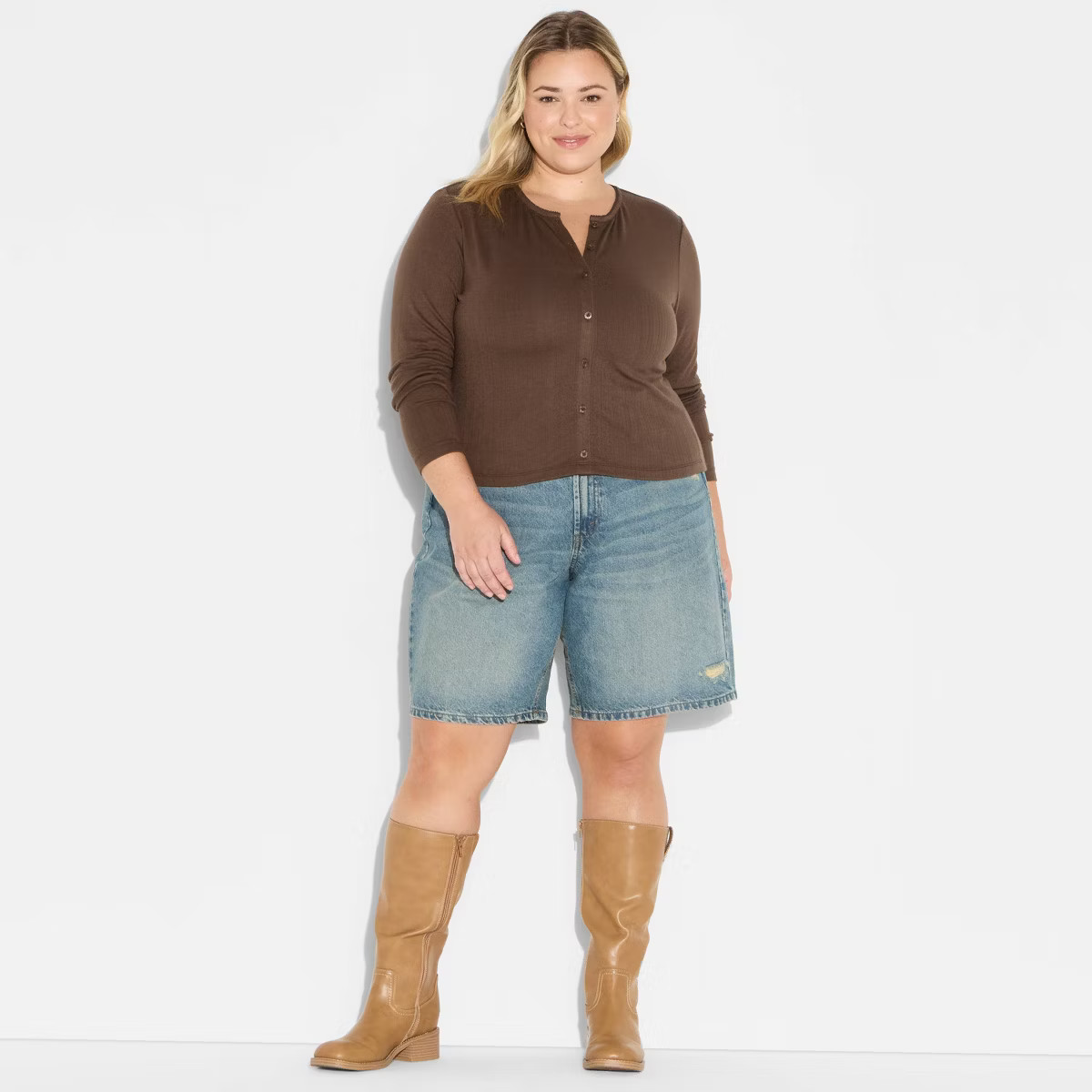 Women's Long Sleeve Roundneck Button-Down Shirt - Wild Fable™ | Target