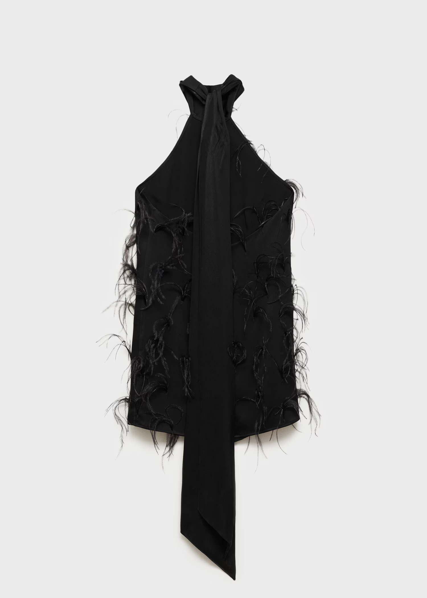 Halter dress with feather decoration - Women | MANGO USA | Mango (US/MX/AU)