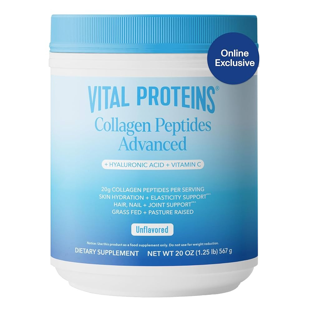 Vital Proteins Collagen Peptides Powder Advanced with Hyaluronic Acid & Vitamin C - 20oz Collagen... | Amazon (US)